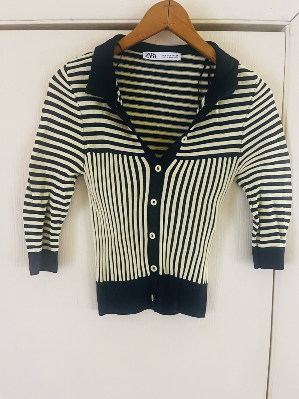 ZARA Retro Preppy Coastal Yacht Club Venice Stretch Fitted Sexy Cardigan S